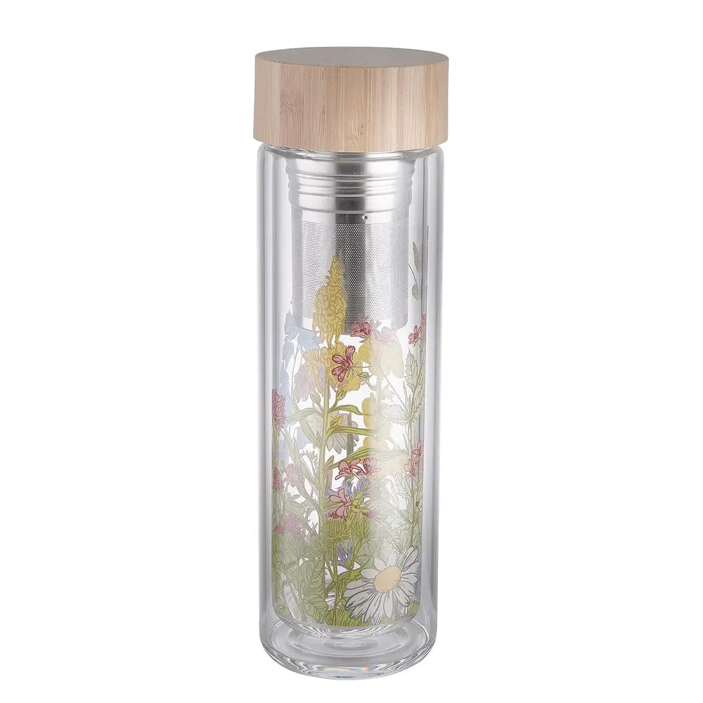 TEA TENDER Láhev na čaj s květinovým potiskem 450 ml