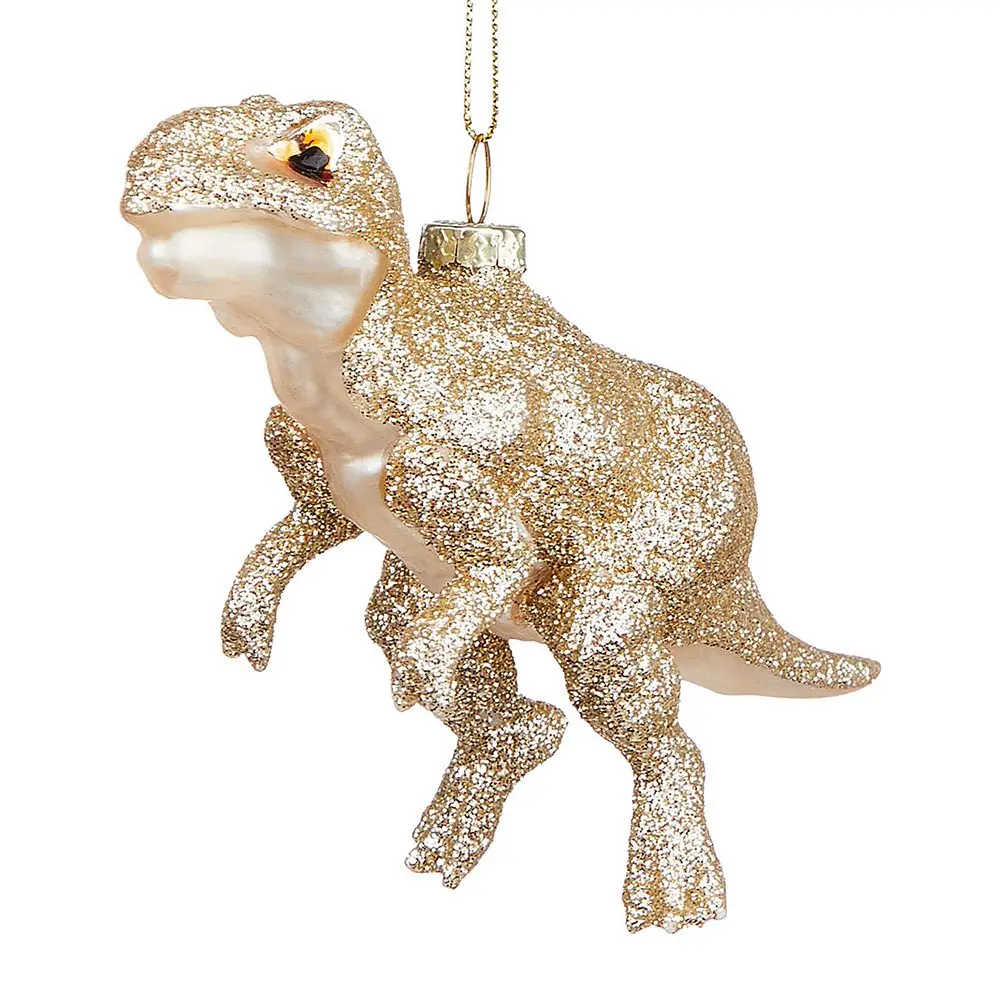 HANG ON Skleněná ozdoba tyranosaurus - zlatá