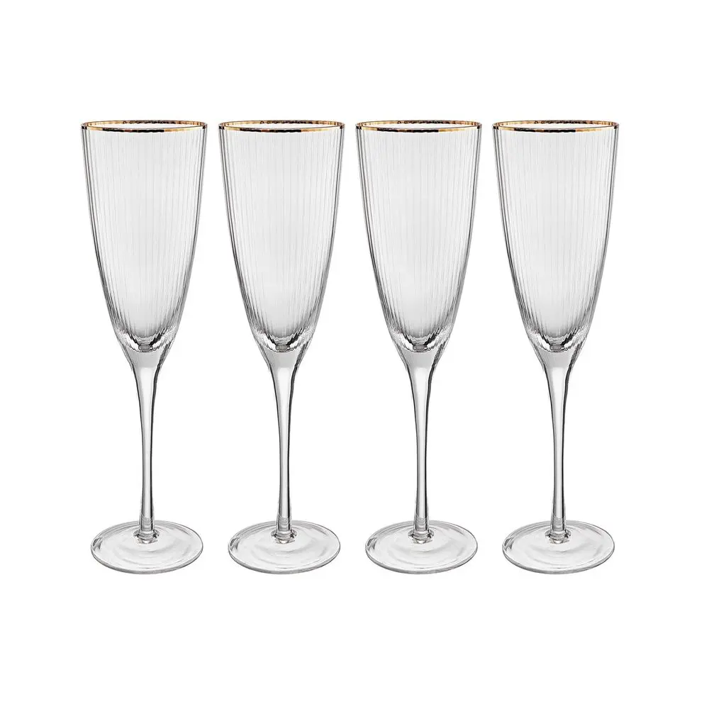 GOLDEN TWENTIES Sada sklenic na šampaňské se zlatým okrajem 250 ml 4 ks