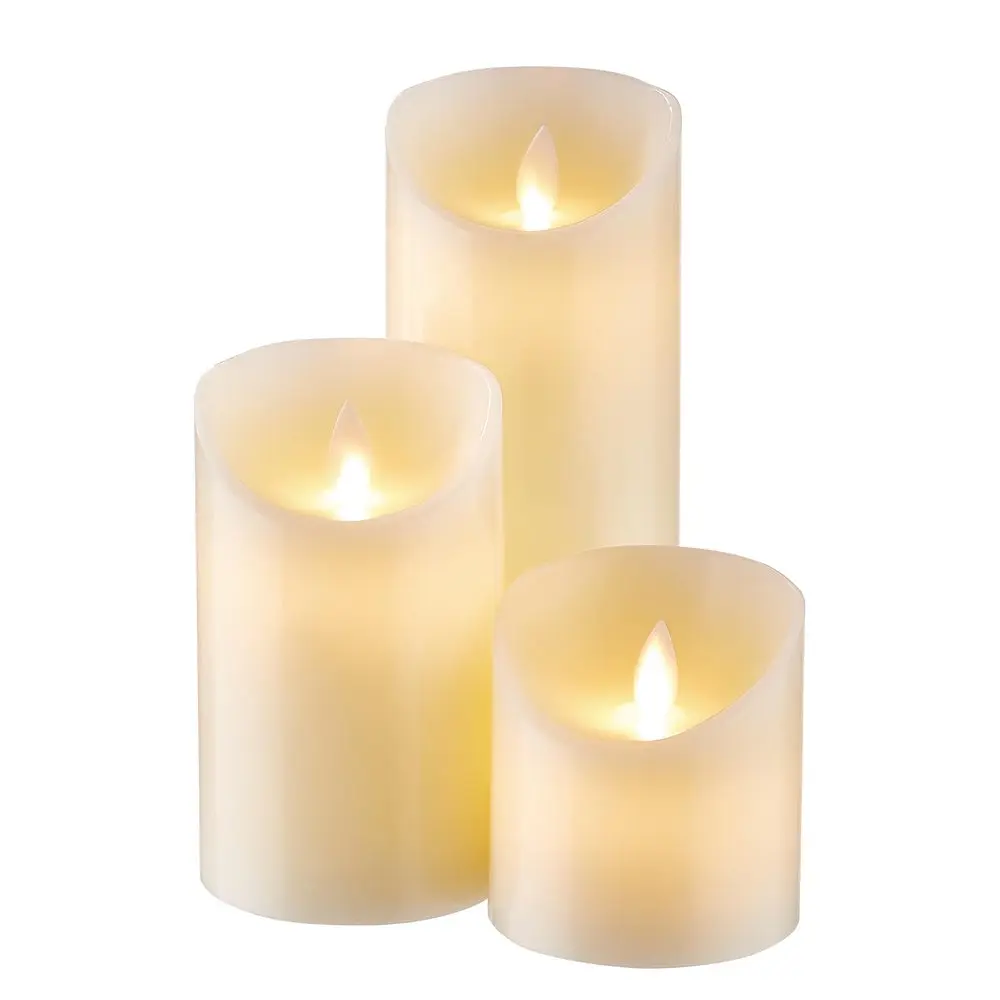 GLOWING FLAME LED Svíčka na baterie set 3 ks - krémová
