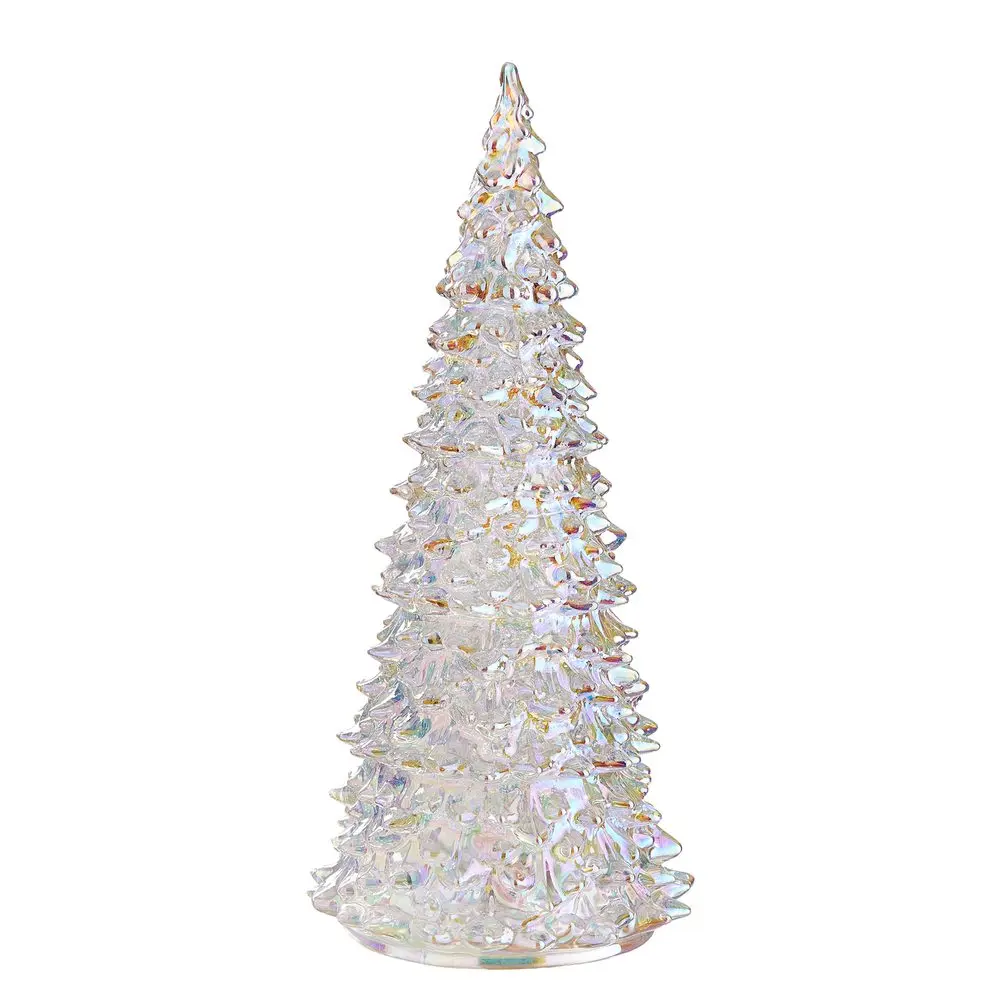 CRYSTAL LED Jedle skleněná 28 cm - stříbrná