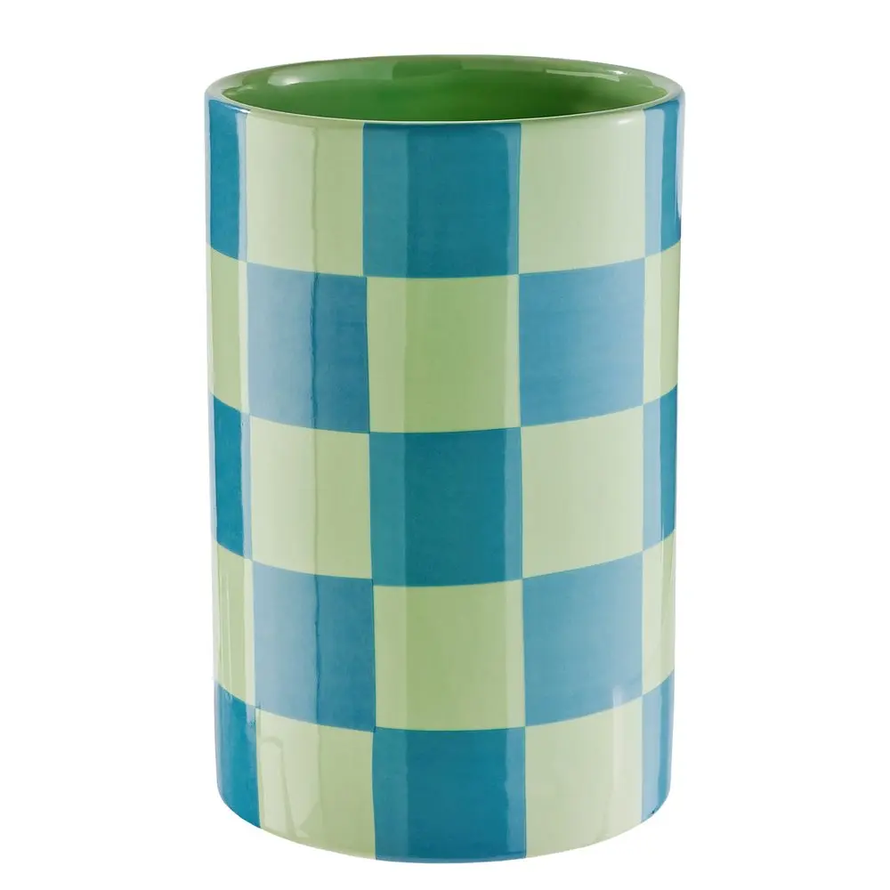 CHECKER Váza 20 cm - zelená/modrá
