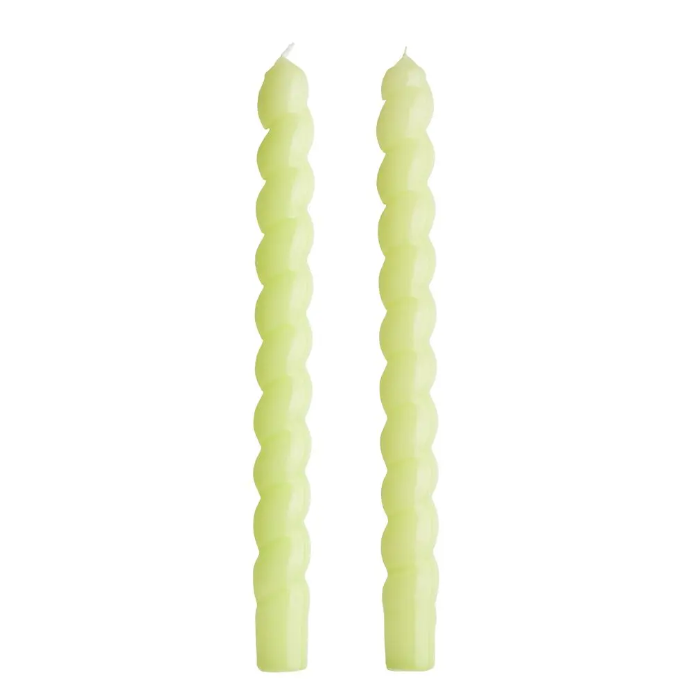 TWISTED Sada lesklých svíček 2 ks 25,5 cm - zelená