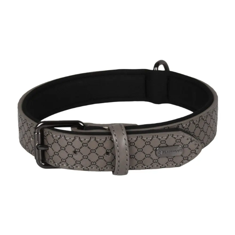 Kožený obojek pro psy Flamingo Patti šedá - XL | P53216