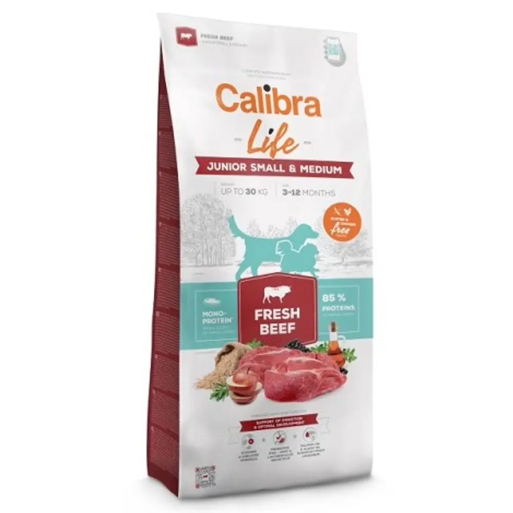 Minimální trvanlivost do 9.8. 2026: Calibra Dog Life Junior Small & Medium Fresh Beef 12 kg | P59668