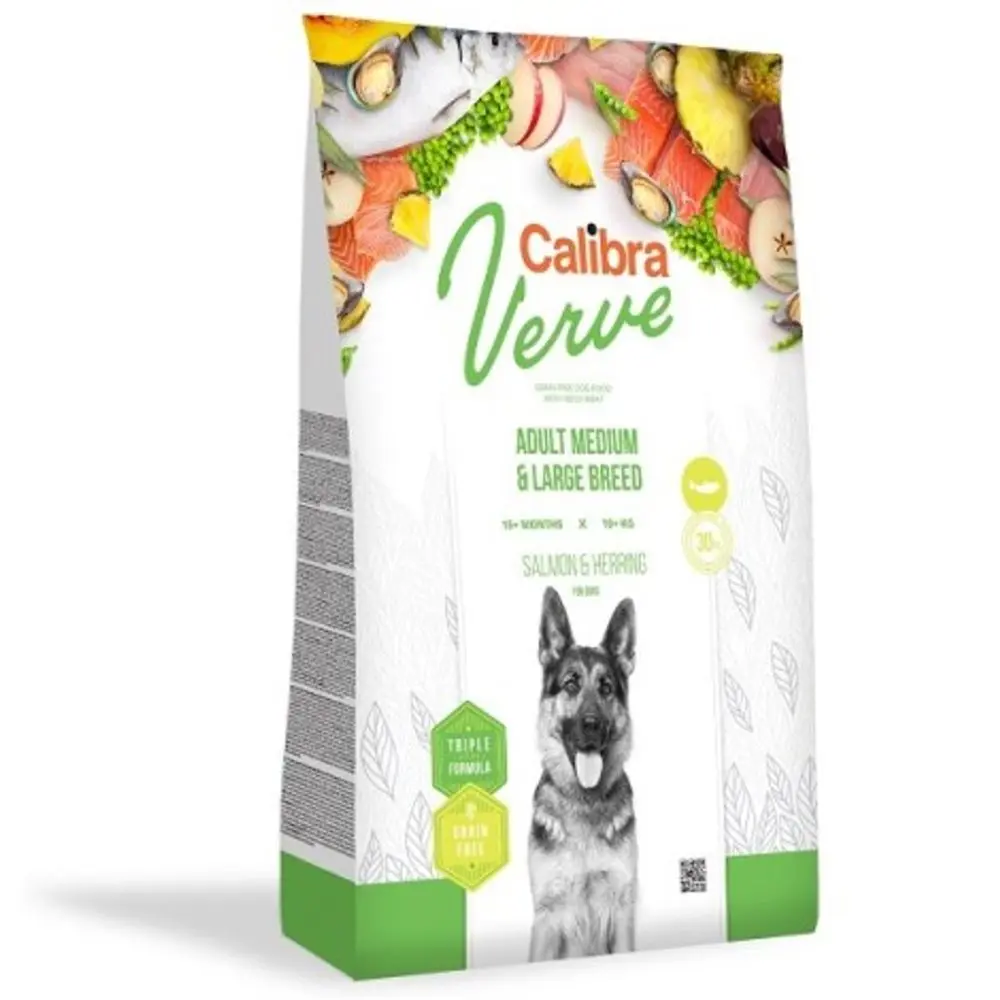 Minimální trvanlivost do 10.4. 2026: Calibra Dog Verve GF Adult Medium & Large Salmon & Herring 12 kg | P59312