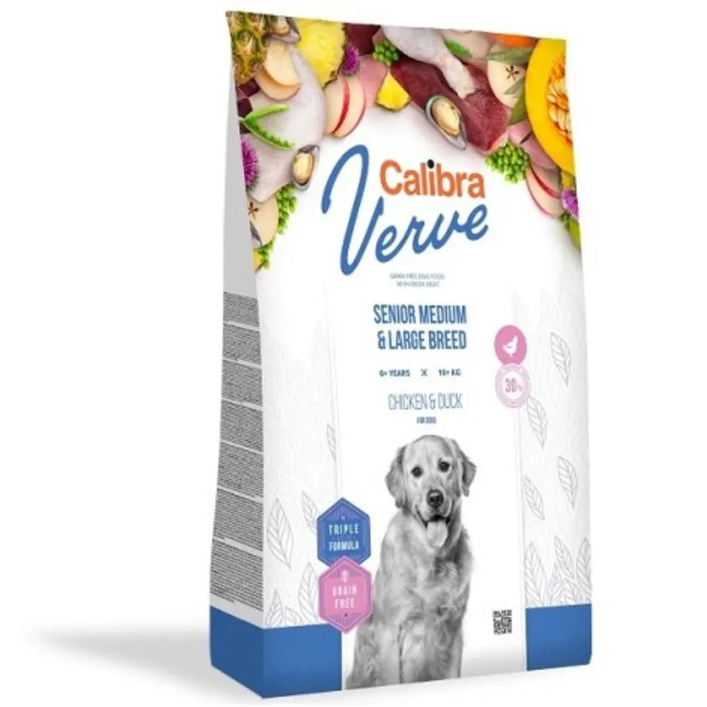 Expirace 14.9. 2026: Calibra Dog Verve GF Senior Medium & Large Chicken & Duck 2 kg | Granule pro psy | P59635