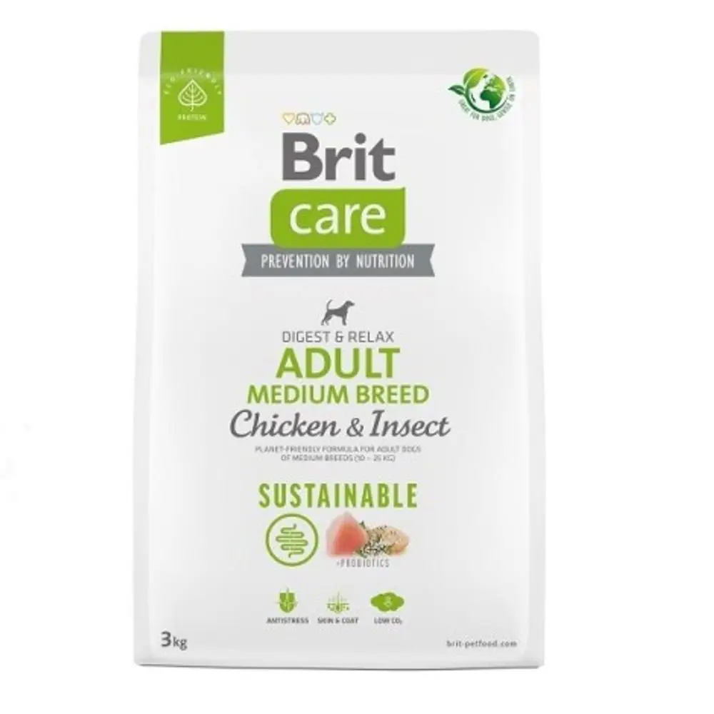 Brit Care Dog Sustainable Adult Medium Breed Chicken & Insect 3 kg | Granule pro psy | P57028