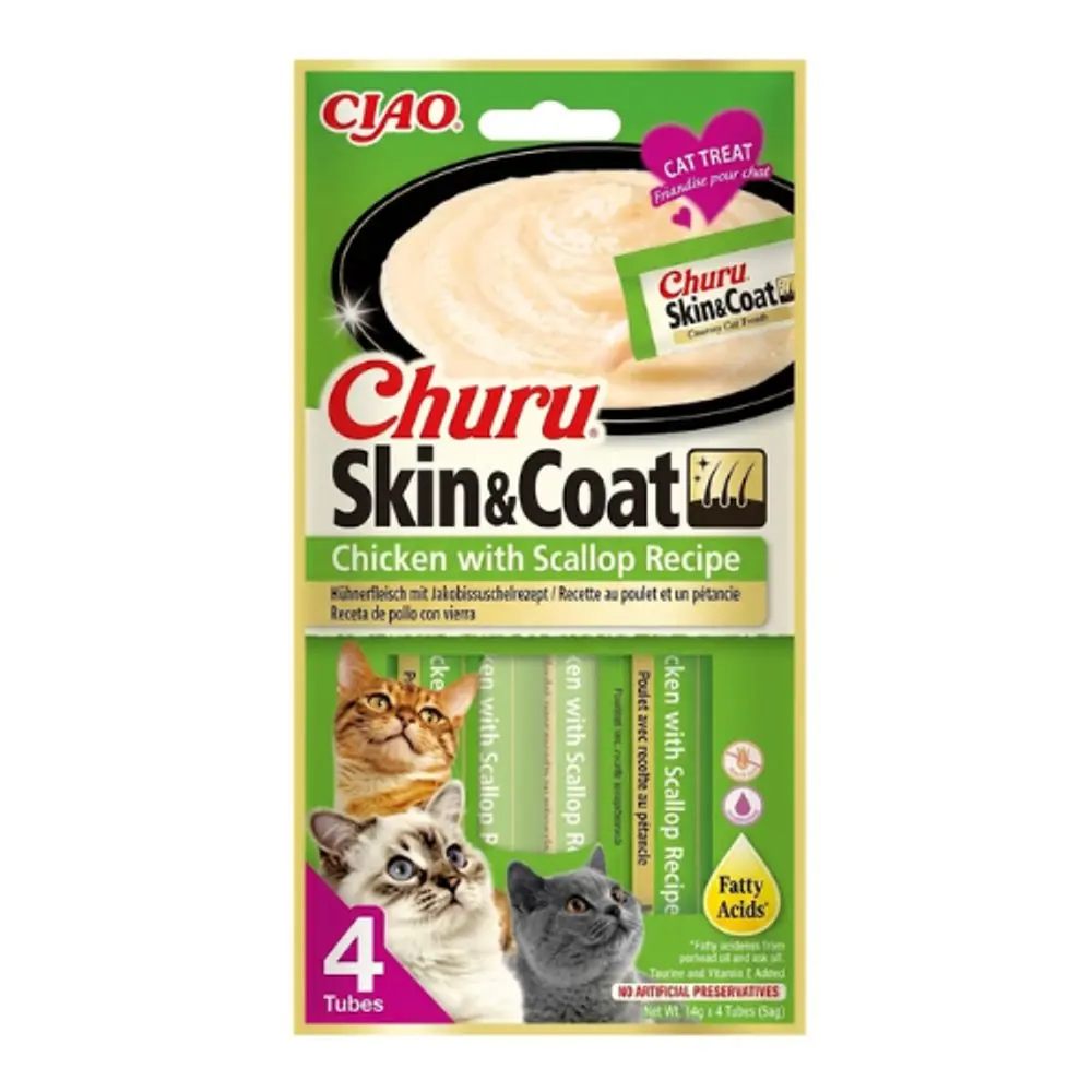 Churu Cat Skin&Coat Chicken with Scallop Recipe 4x14g | Pamlsky pro kočky | P58785