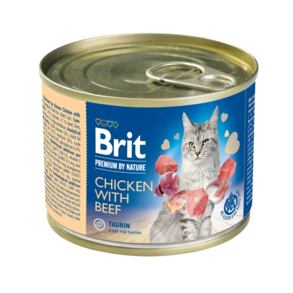 Brit Premium Cat by Nature konzerva Chicken & Beef 200 g | Konzerva pro kočky | P58057