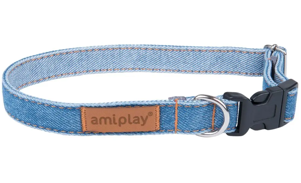 Amiplay Obojek nastavitelný Denim světlý | Obojky pro psy - XL | P58761