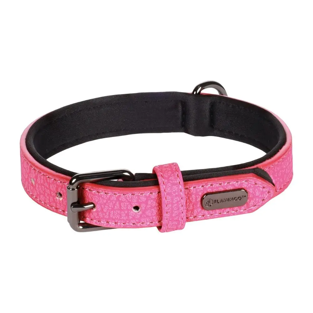 Kožený obojek pro psy Flamingo Leza růžová | P53470