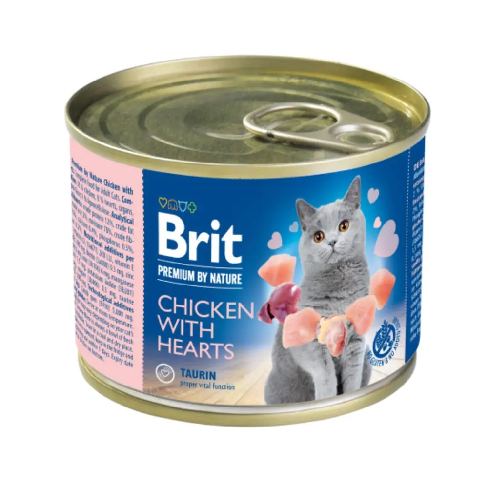 Brit Premium Cat by Nature konzerva Chicken & Hearts 200 g | Konzerva pro kočky | P58059