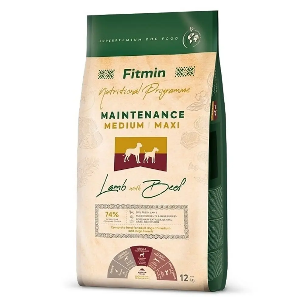 Fitmin Dog Medium/Maxi Maintenance Lamb With Beef 12 kg | Granule pro psy | P56323