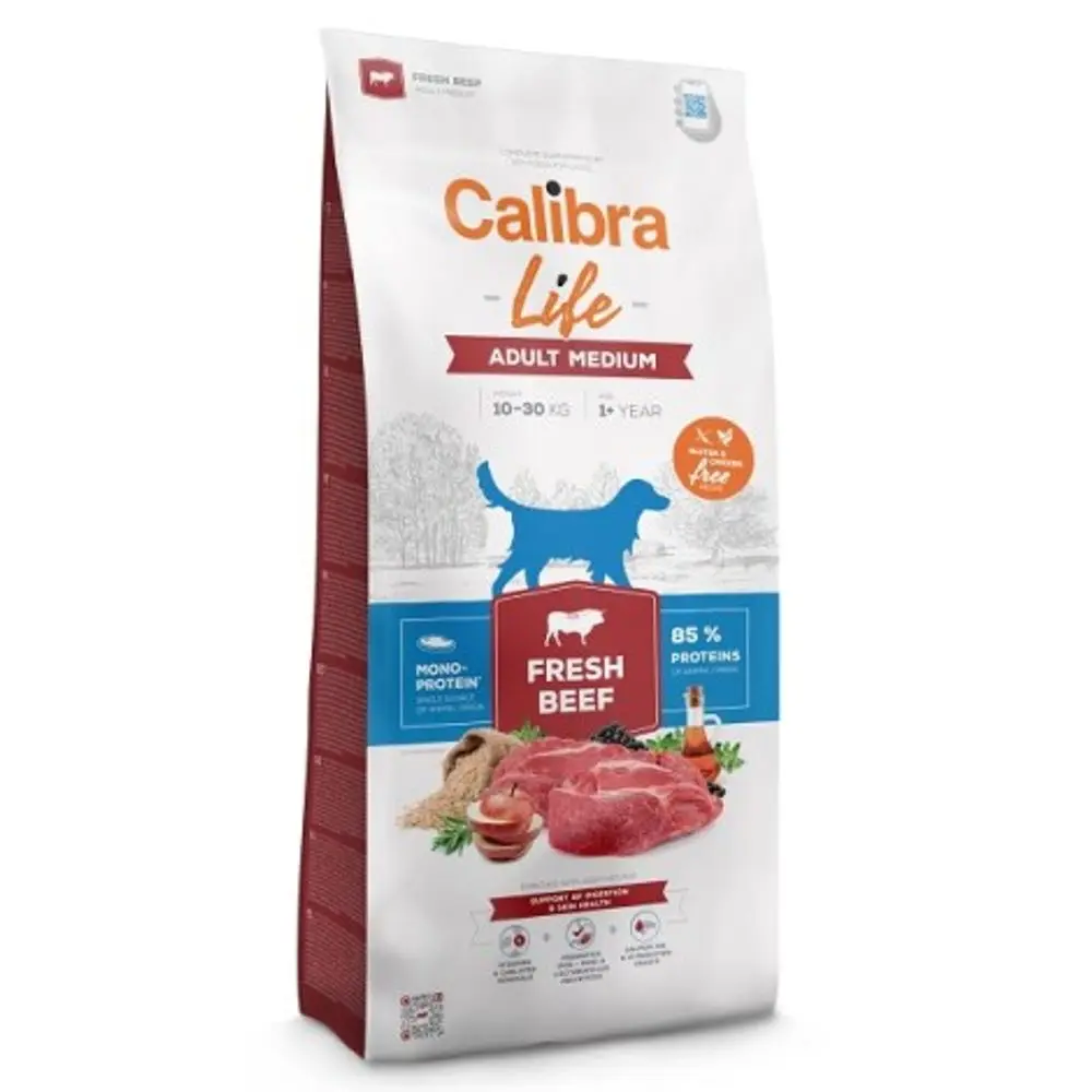 Minimální trvanlivost do 9.8. 2026: Calibra Dog Life Adult Medium Fresh Beef 12 kg | P59669
