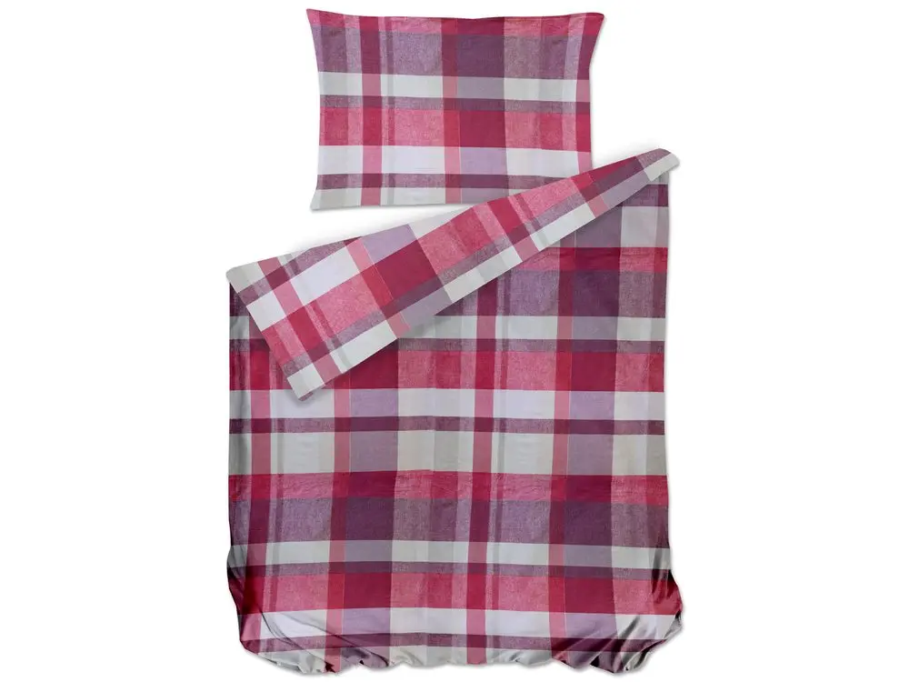 Bierbaum povlečení bavlněný satén 3725 Check Burgundy 140x200/70x90 cm