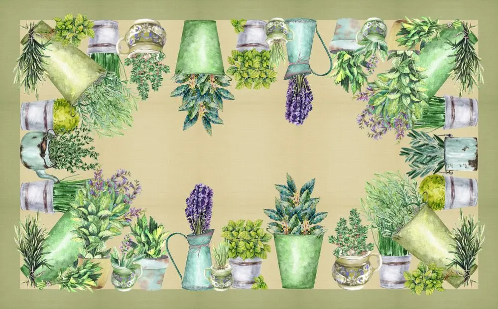 Gipetex Natural Dream Bavlněný ubrus s 3D tiskem Herbs -
