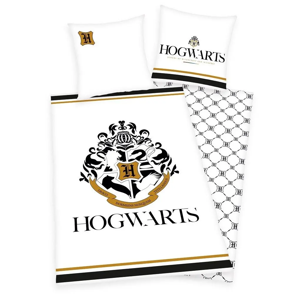 Herding Povlečení Harry Potter Hogwarts se zlatým potiskem 140x200/70x90cm