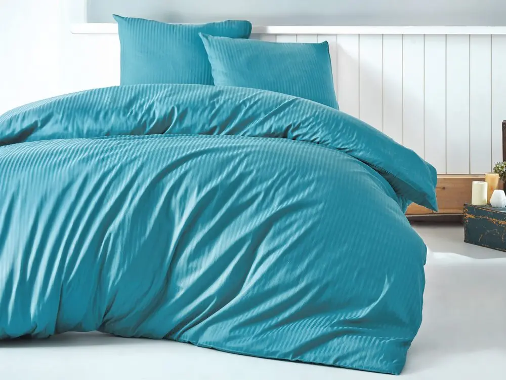 Cottonbox povlečení bavlněný satén Stripe turquise - 140x220 / 70x90 cm