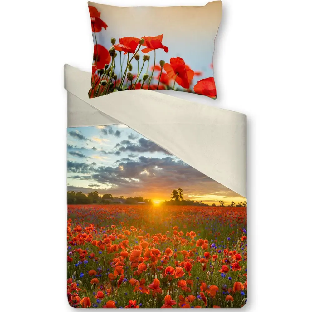 Gipetex Natural Dream 3D italské povlečení 100% bavlna Papaveri - 220x200 / 2x70x90 cm
