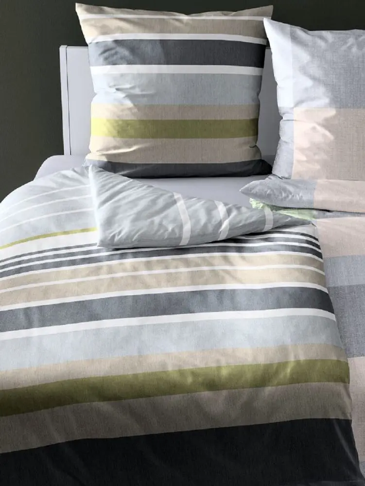 Bierbaum povlečení flanelové 6699 Stripe Olive 140x200/70x90 cm