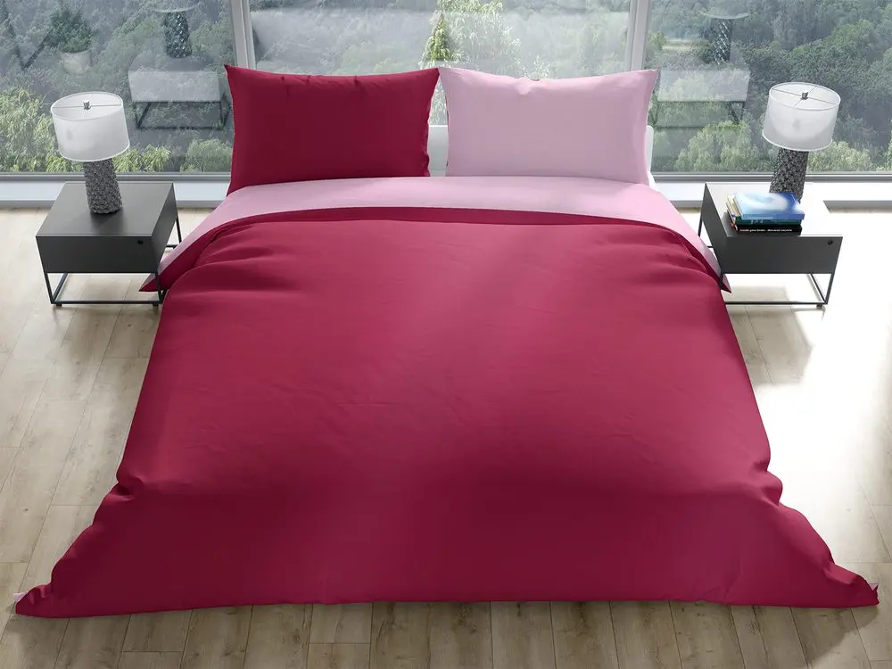 Gipetex Natural Dream Italské povlečení 100% bavlna Doubleface vínovo-růžová