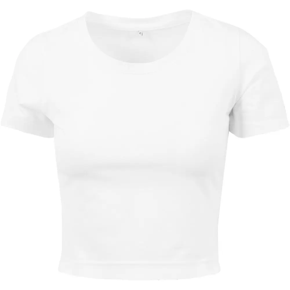 Build Your Brand Dámské crop top tričko s krátkým rukávem - Bílá | M