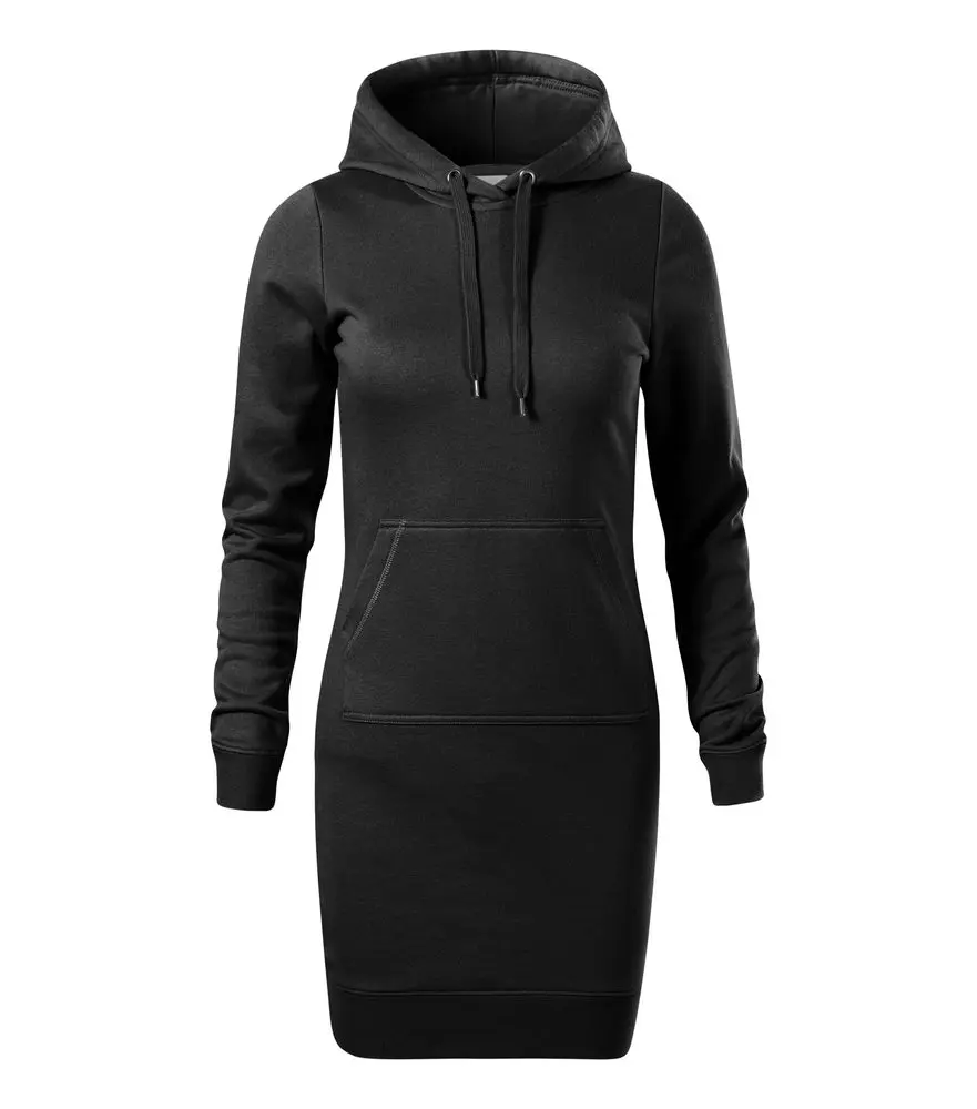 MALFINI® Mikinové šaty Snap s klokanní kapsou a kapucí Barva: černá, Velikost: XL