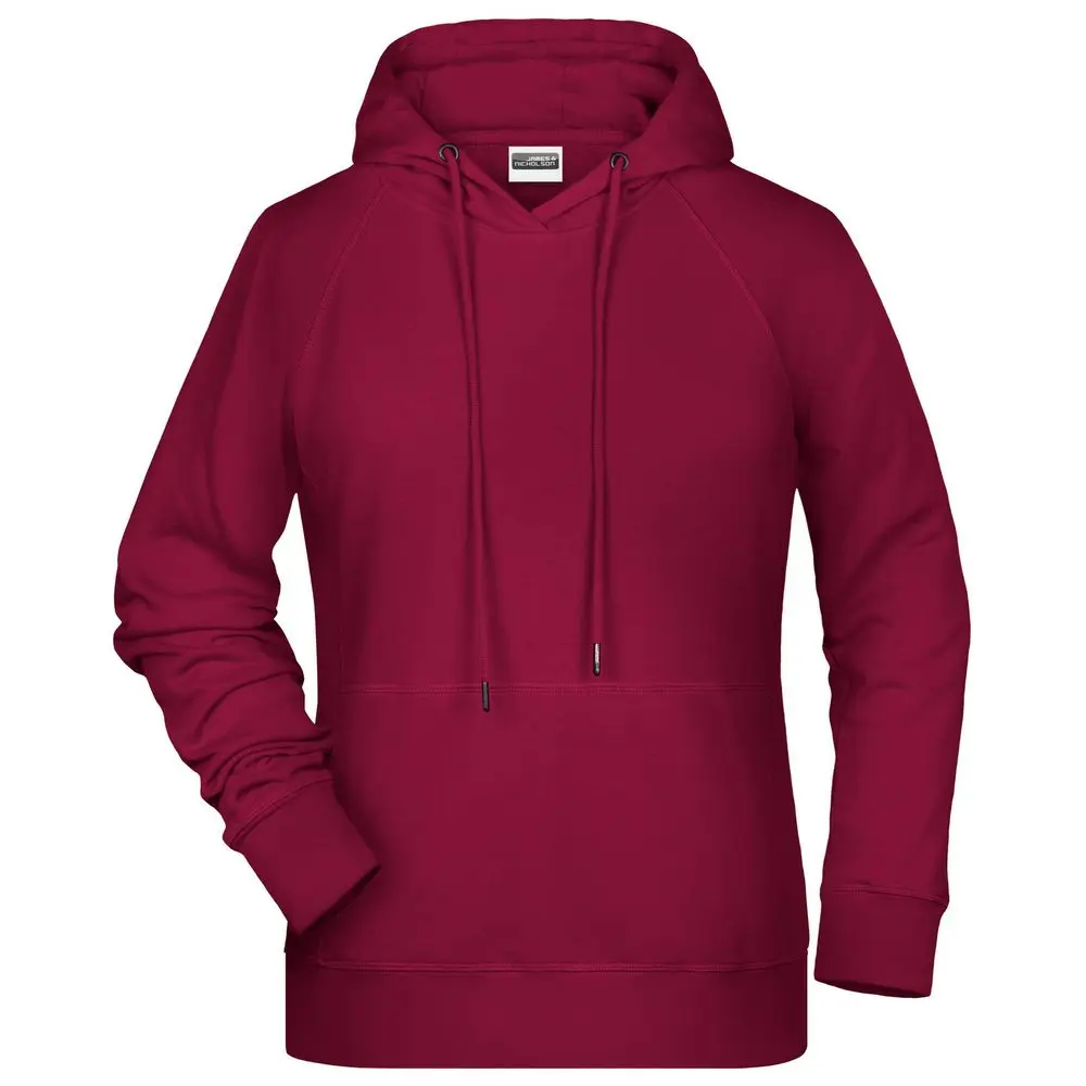 Daiber Dámská mikina s kapucí z biobavlny 8023 - Vínová | 2XL