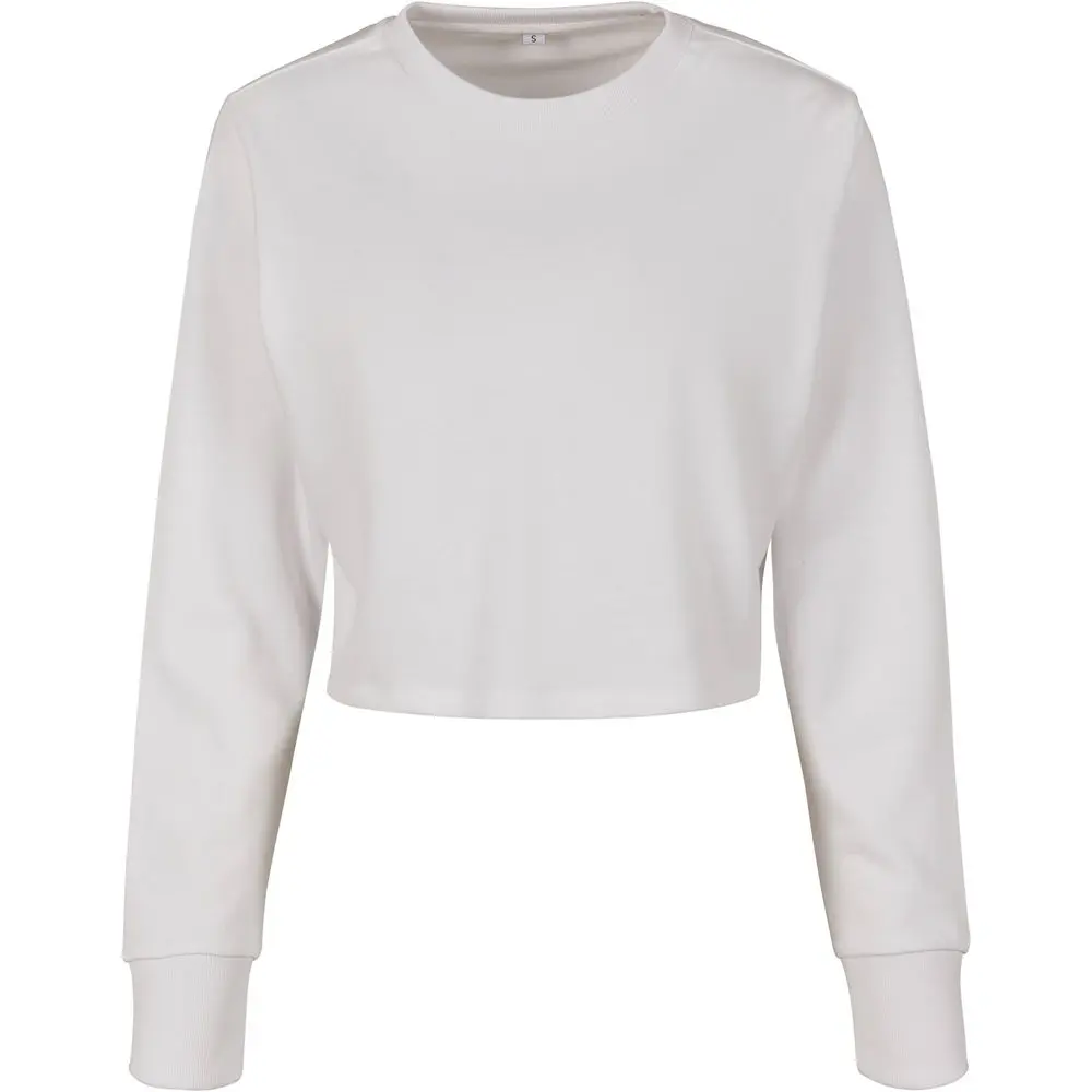 Build Your Brand Dámské crop top tričko s dlouhým rukávem - Bílá | M