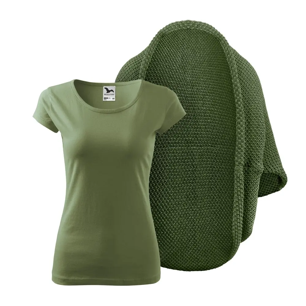 Bontis Dámský set: Pletený kardigan a tričko s krátkým rukávem - Olivová / khaki | L