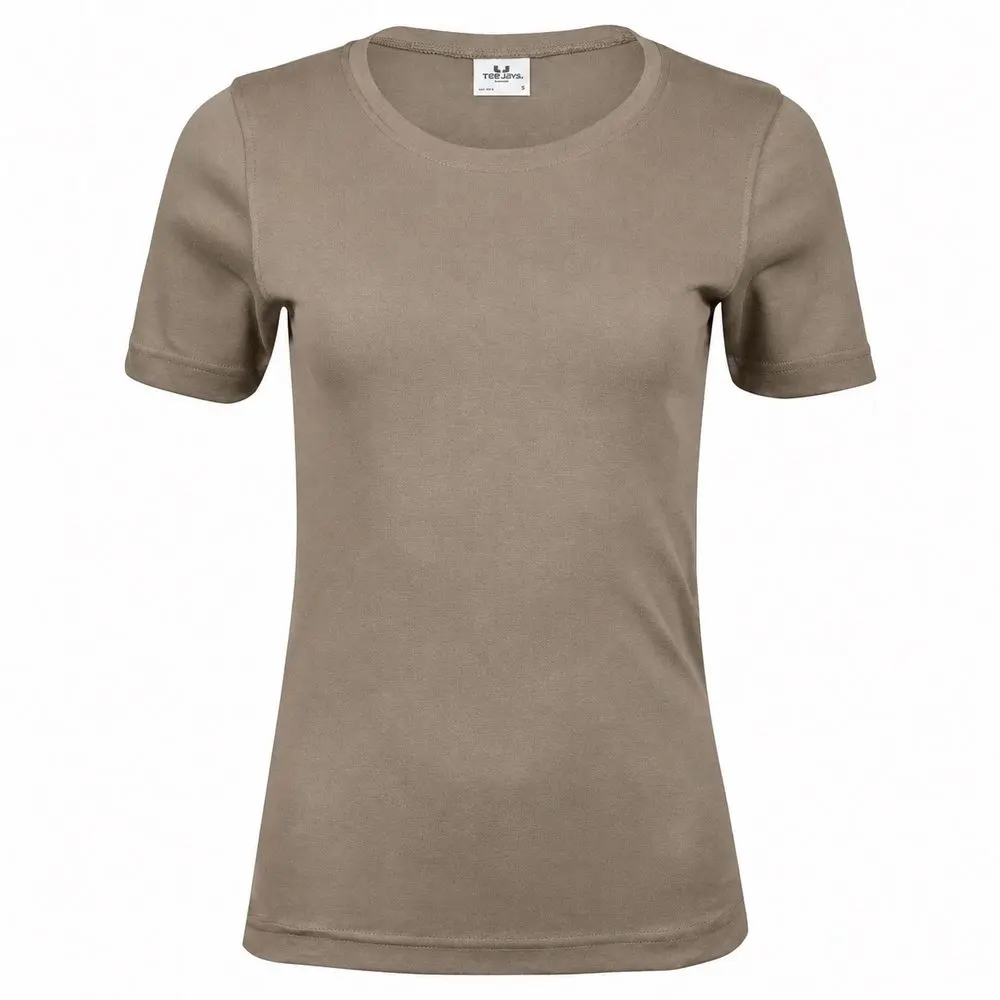Tee Jays Dámské tričko s krátkým rukávem Interlock - Světle hnědá | 3XL