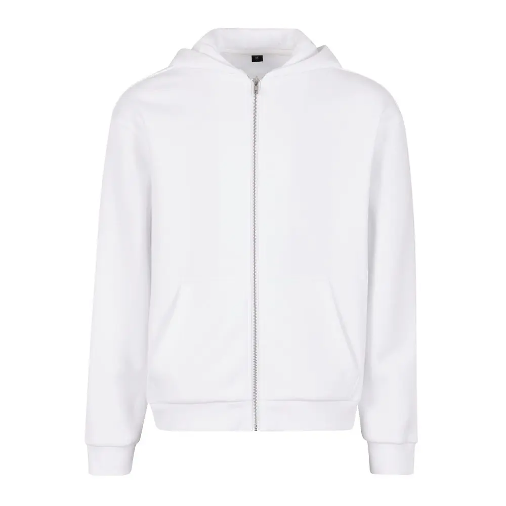 Build Your Brand Hebká pánská mikina na zip Fluffy - Bílá | M
