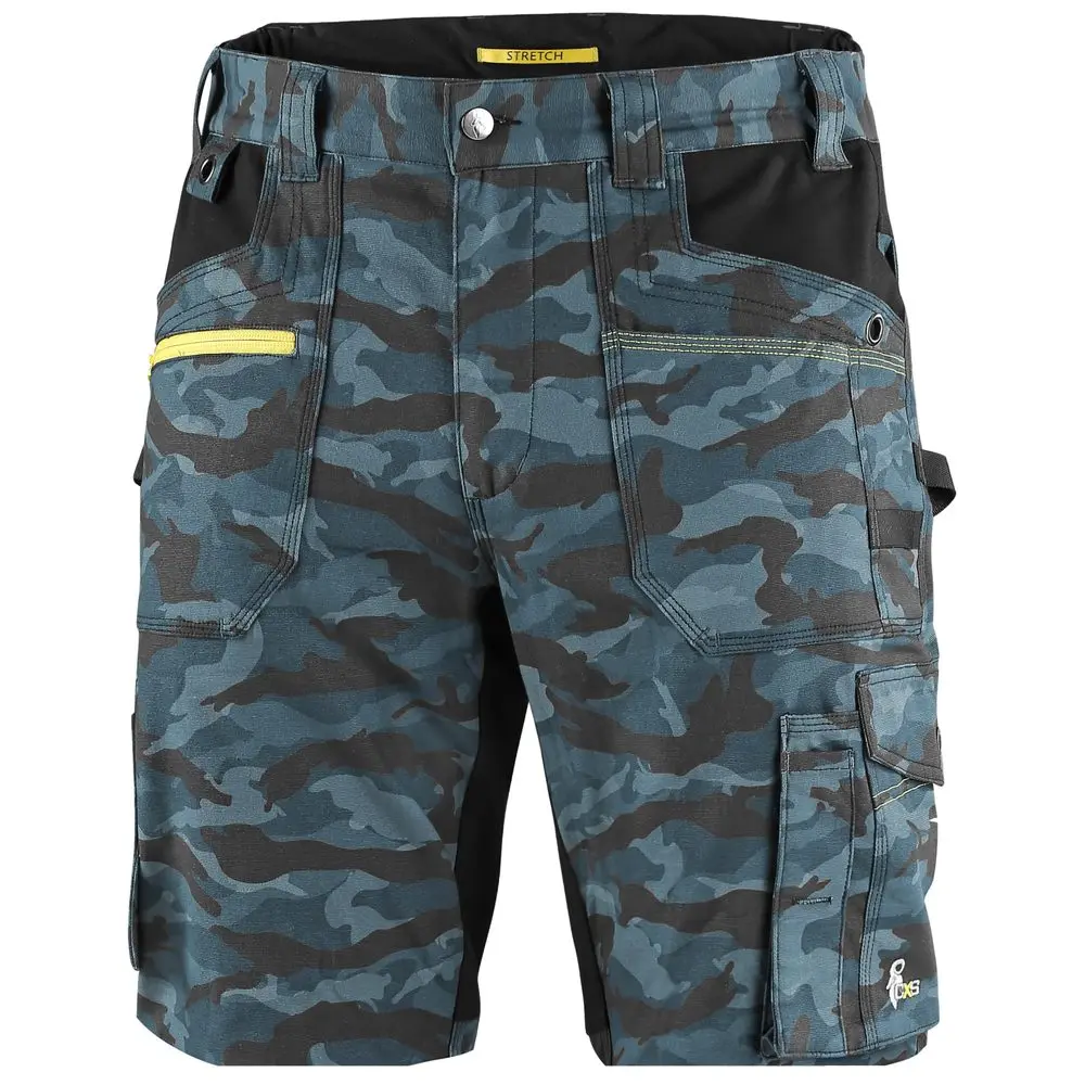 KRAŤASY STRETCH, PÁNSKÉ, maskáčové modré, vel. 48