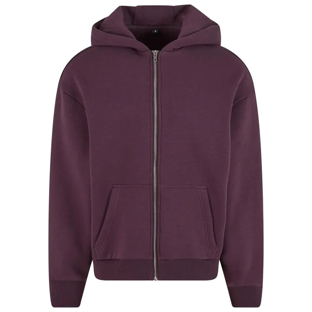 Build Your Brand Hebká pánská mikina na zip Fluffy - Švestková | XS