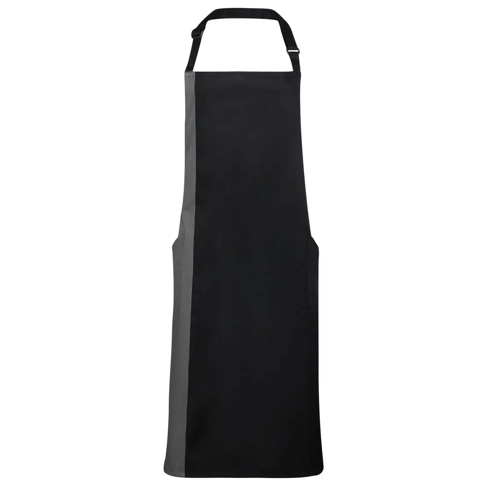 Premier Workwear Dvoubarevná kuchařská zástěra s laclem - Černá /