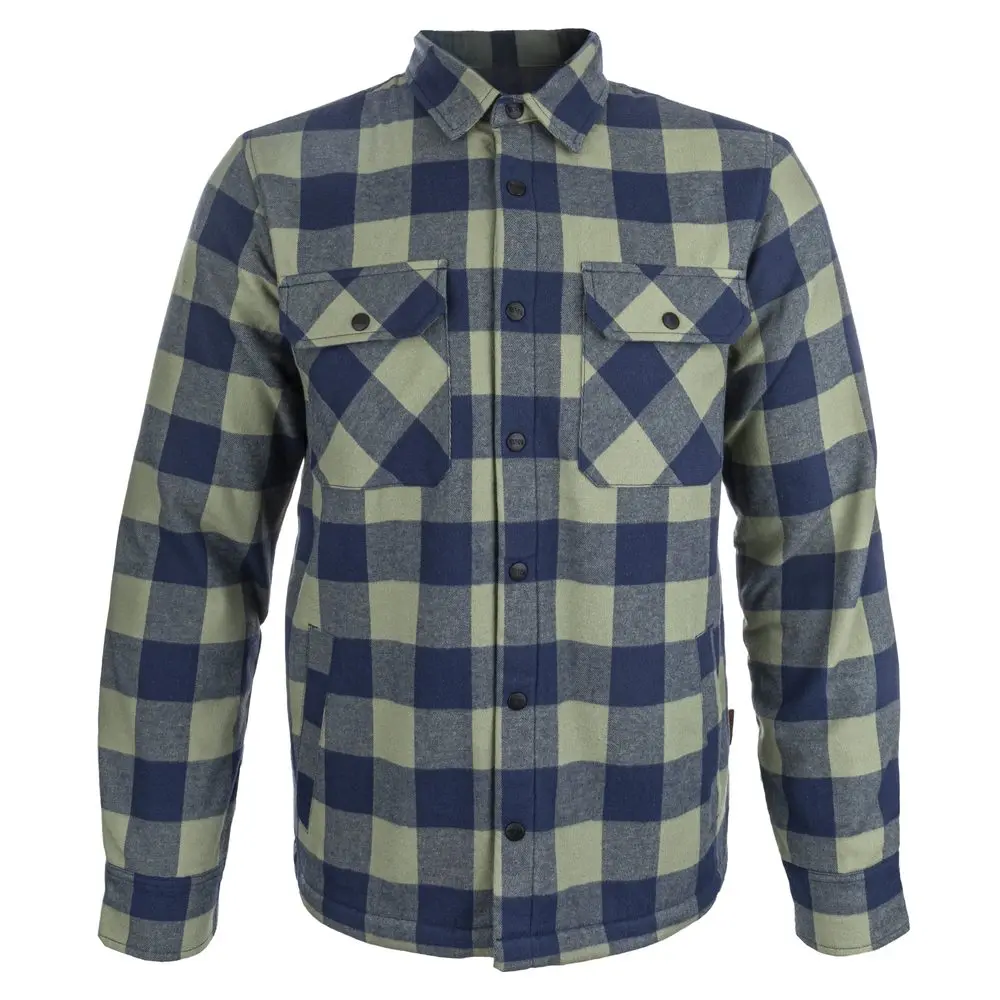 BENNON PIPPO khaki/blue dlouhý rukáv flanelová Košile zateplená