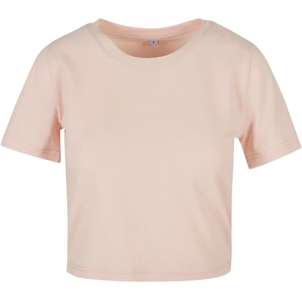 Build Your Brand Dámské crop top tričko s krátkým rukávem - Růžová | L