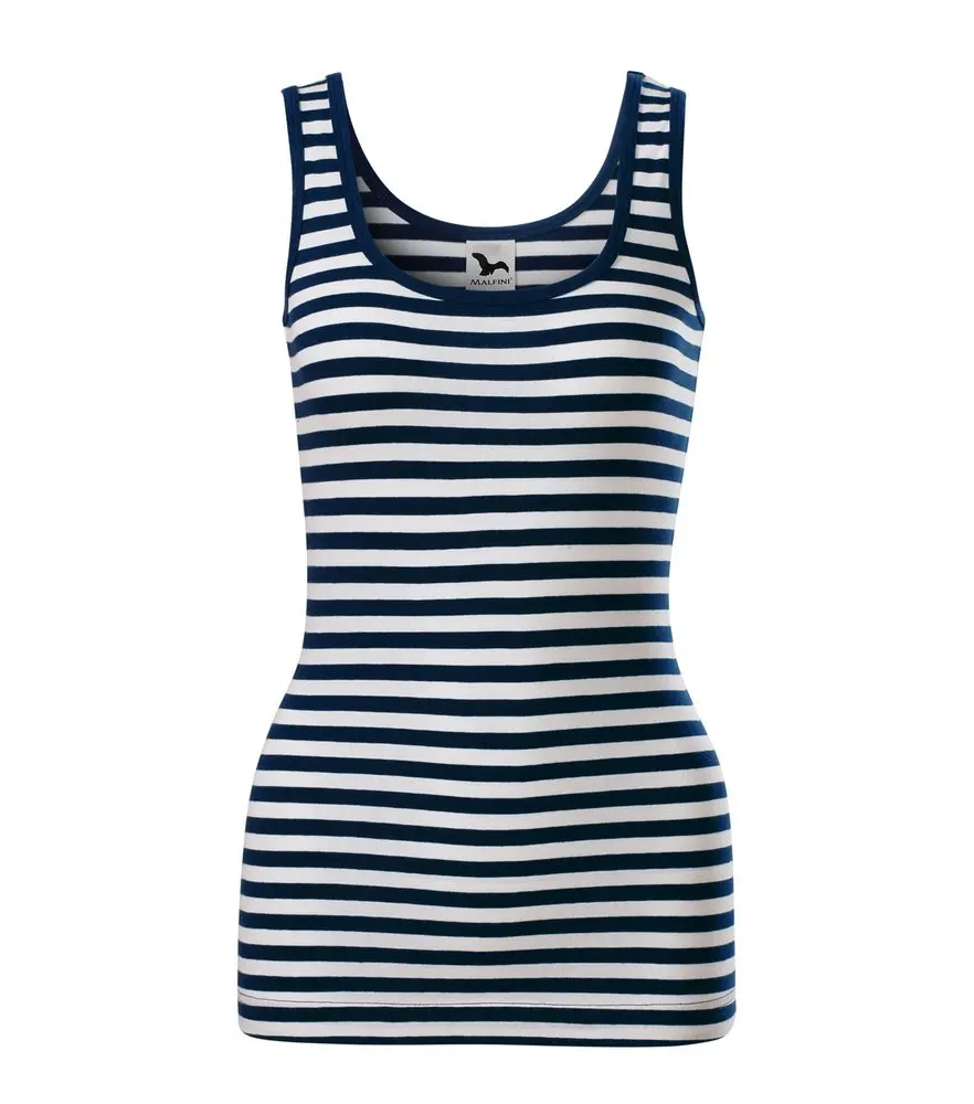 MALFINI® Dámské proužkované tílko Sailor s elastanem Barva: Námořní modrá, Velikost