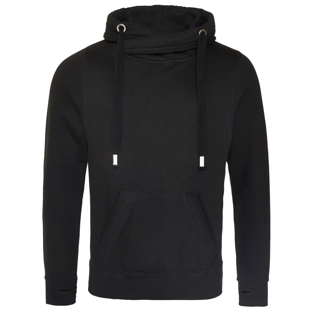 Just Hoods Robustní unisex mikina klokanka bez zipu se zkříženým límcem Barva: černá, Velikost: M JH021