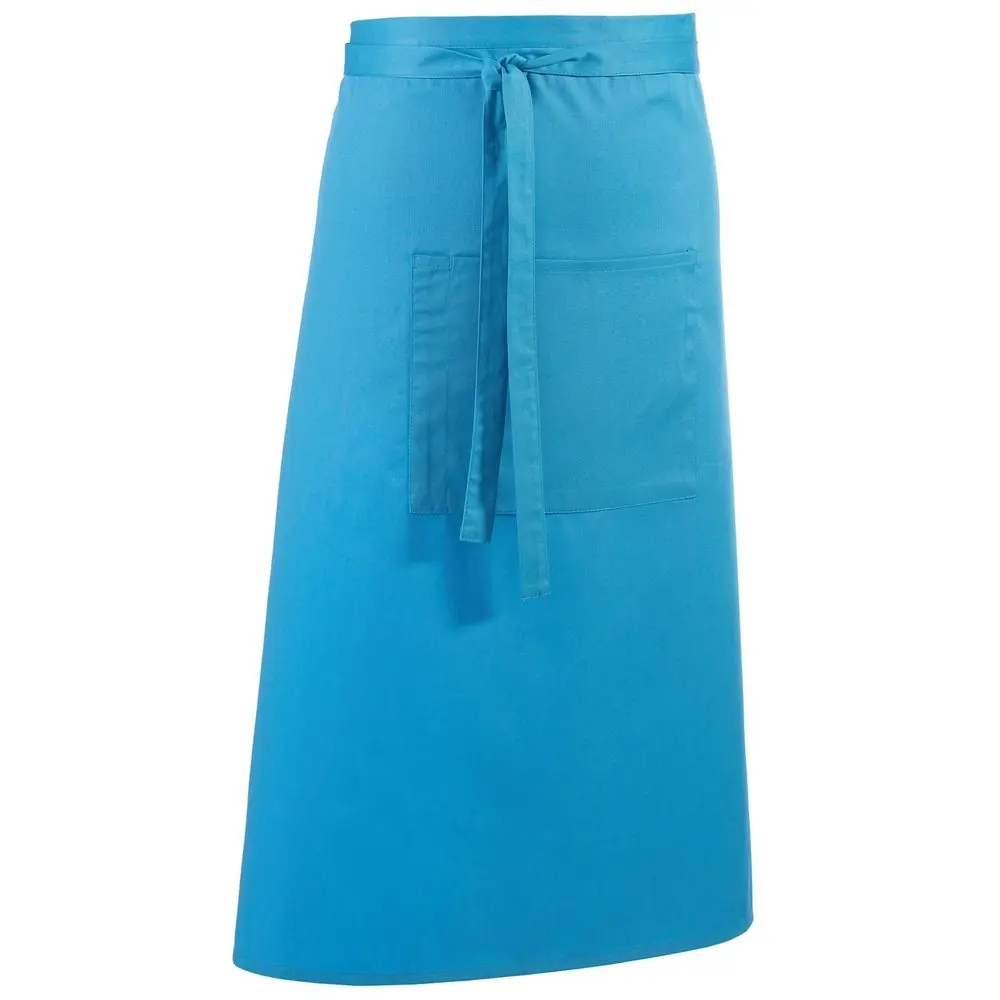 Premier Workwear Keprová dlouhá barmanská zástěra s velkou kapsou Barva: modrá tyrkysová, Velikost: 90 x 80 cm PW158