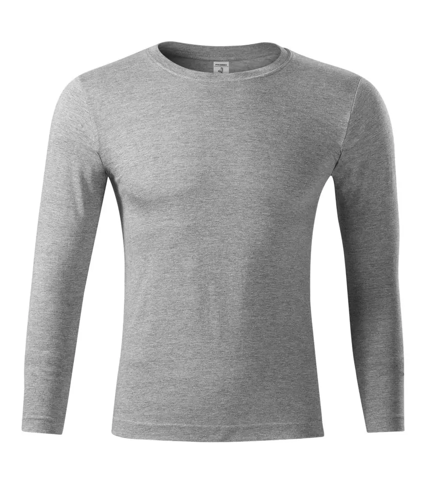 MALFINI Tričko s dlouhým rukávem Progress LS - Tmavě šedý melír | 2XL