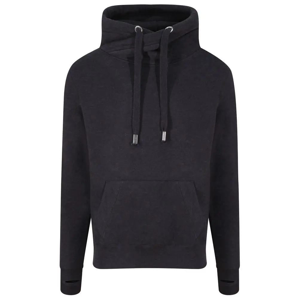 Just Hoods Robustní unisex mikina klokanka bez zipu se zkříženým límcem Barva: černá kouřová, Velikost: L JH021