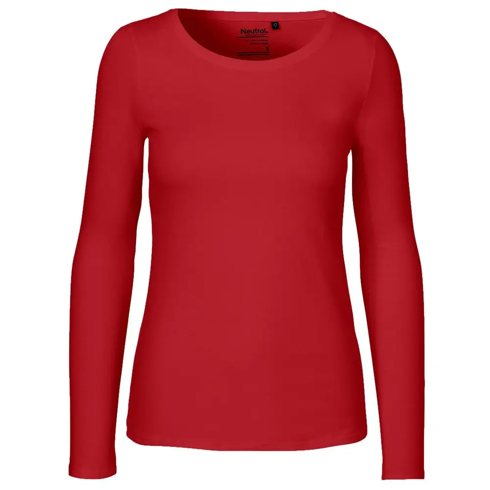 Neutral Dámské tričko s dlouhým rukávem z organické Fairtrade bavlny - Červená | 2XL