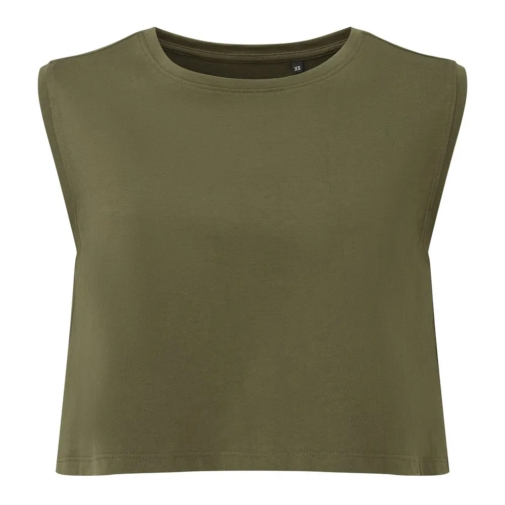 TriDri® Dámské crop tílko z organické bavlny - Olivová | XL