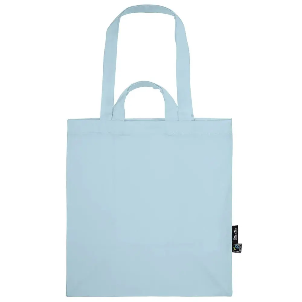 Neutral Pevná Fairtrade nákupní taška z organické bavlny s dvojitým uchem Barva: modrá světlá, Velikost: 35 x 38 cm NE90030