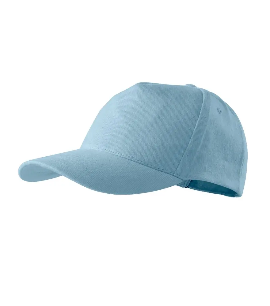 MALFINI® Unisex nastavitelná čepice z broušeného kepru, 5 panelů Barva: modrá nebeská, Velikost: nastavitelná