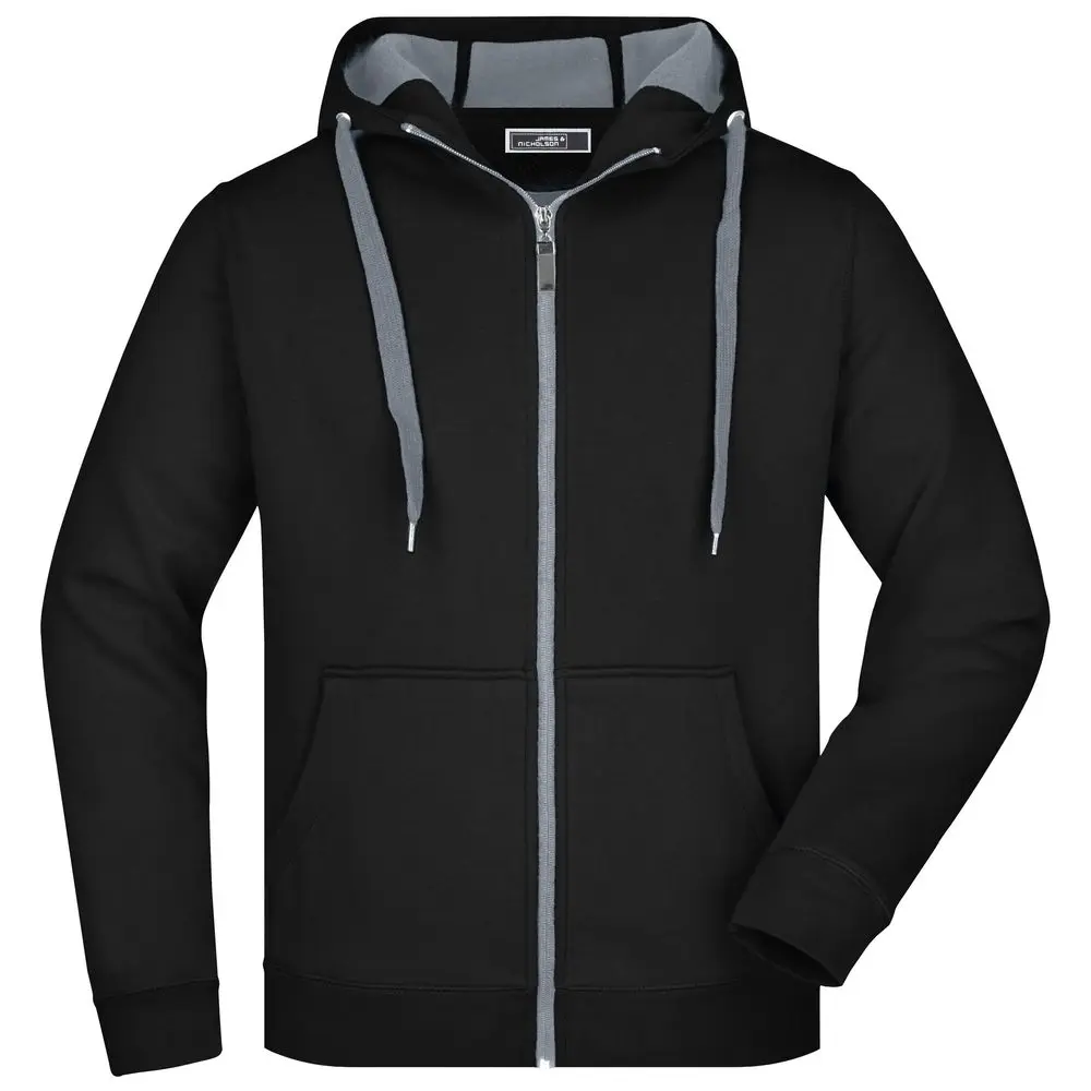 Daiber Pánská dvoubarevná mikina JN355 - Černá / tmavě šedá | 3XL
