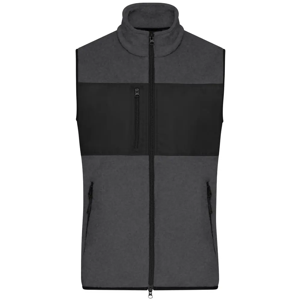 Daiber Pánská fleecová vesta JN1310 - Tmavý melír / černá | 3XL