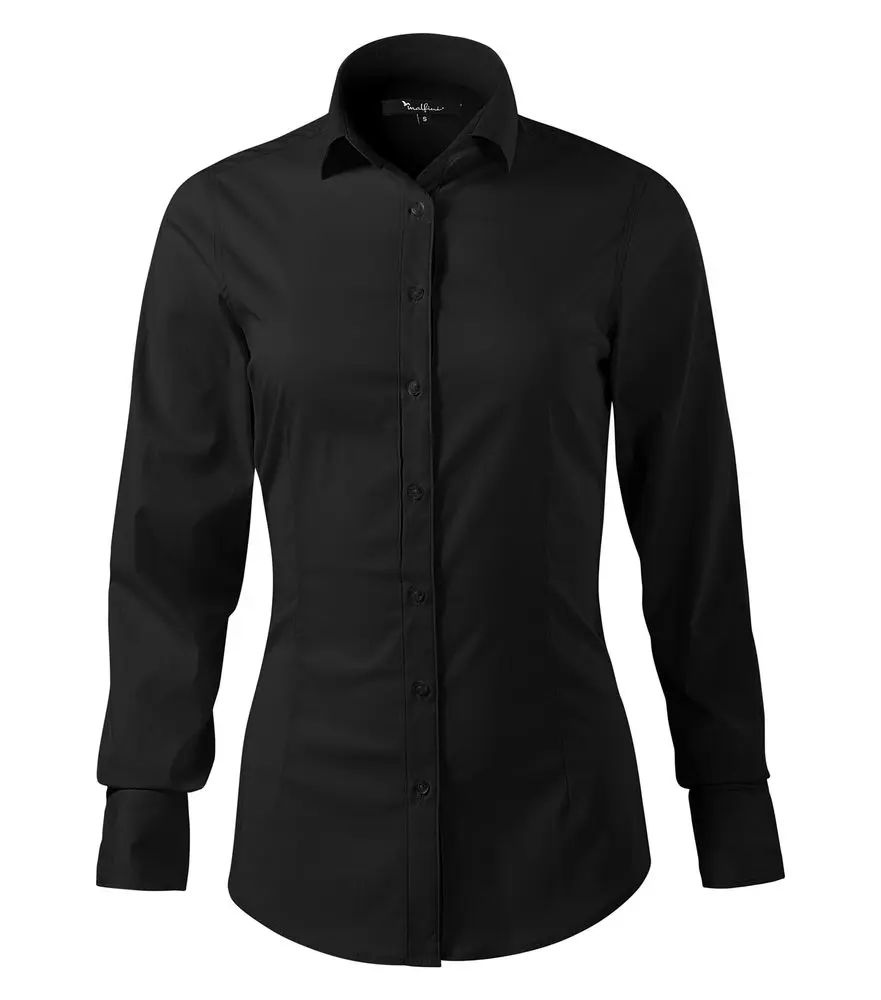 Dámská halenka s dlouhým rukávem slim fit, černá,